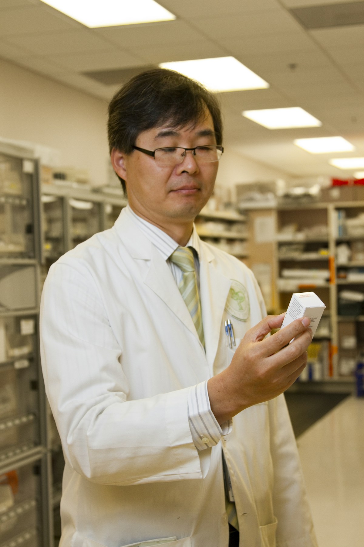 Healthcare worker checking supplies